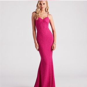 Pink Kelsie Formal Glitter Mermaid Dress